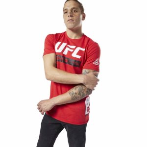 Reebok UFC Fan Gear Fight Week T Shirt Herren - Rot - DE 958-BLY